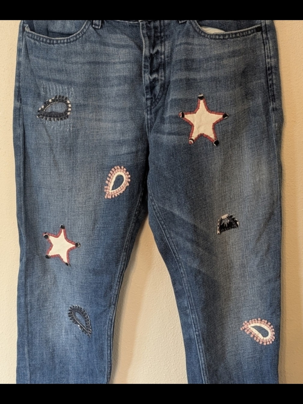 Women’s Blue Embroidered Star & Paisley Jeans 28